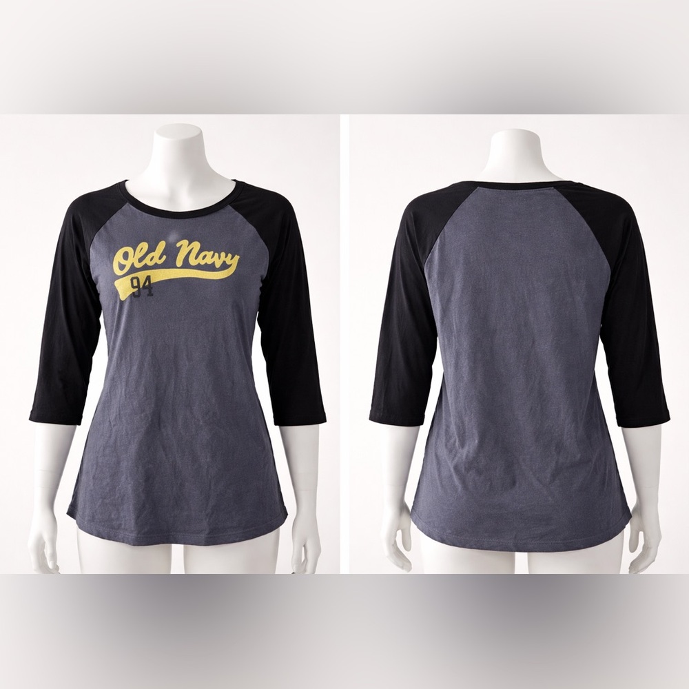 Old Navy Graphic Raglan 3/4 Sleeve Tee “Old Navy 94” Gray/Black XXL